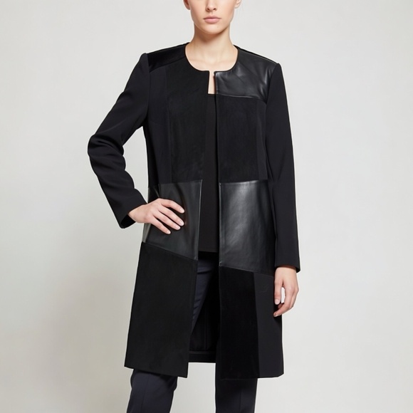 Calvin Klein NWOT Office Edgy Chic Long Sleeve Topper Jacket Suede Leather S - Picture 11 of 11